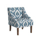 Yolu Accent Chair | Ikat Medallion Print | Blue and White Polyester