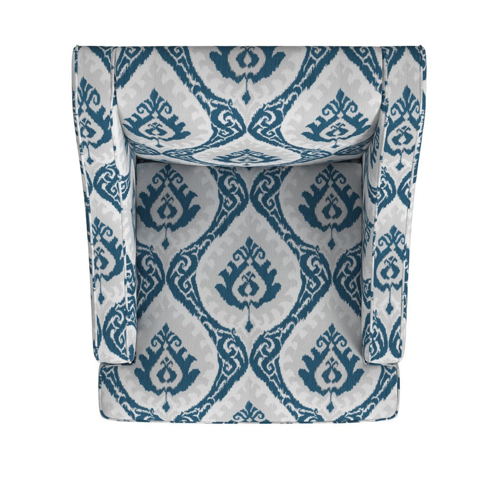 Yolu Accent Chair | Ikat Medallion Print | Blue and White Polyester BM334106