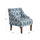 Yolu Accent Chair | Ikat Medallion Print | Blue and White Polyester BM334106