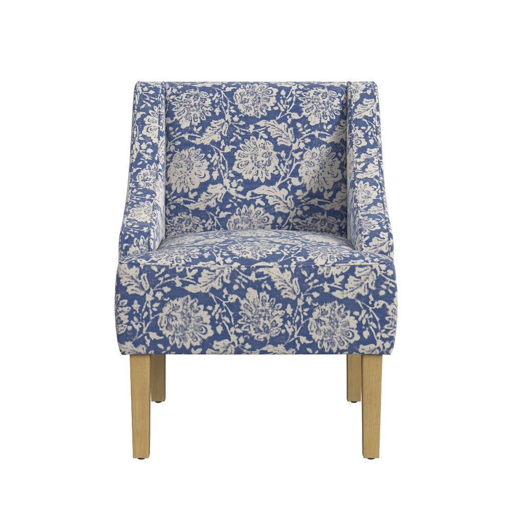 Yolu Accent Chair | Classic Floral Print | Blue and White Polyester BM334107