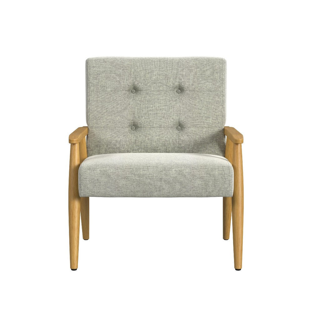 Accent Chair | Soft Light Gray Fabric | Button Tufted Backrest BM334108