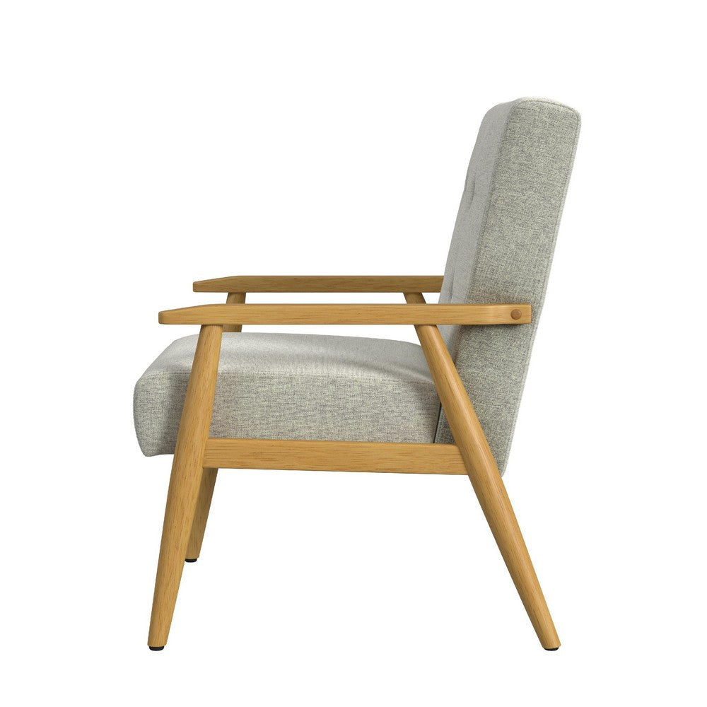 Accent Chair | Soft Light Gray Fabric | Button Tufted Backrest BM334108
