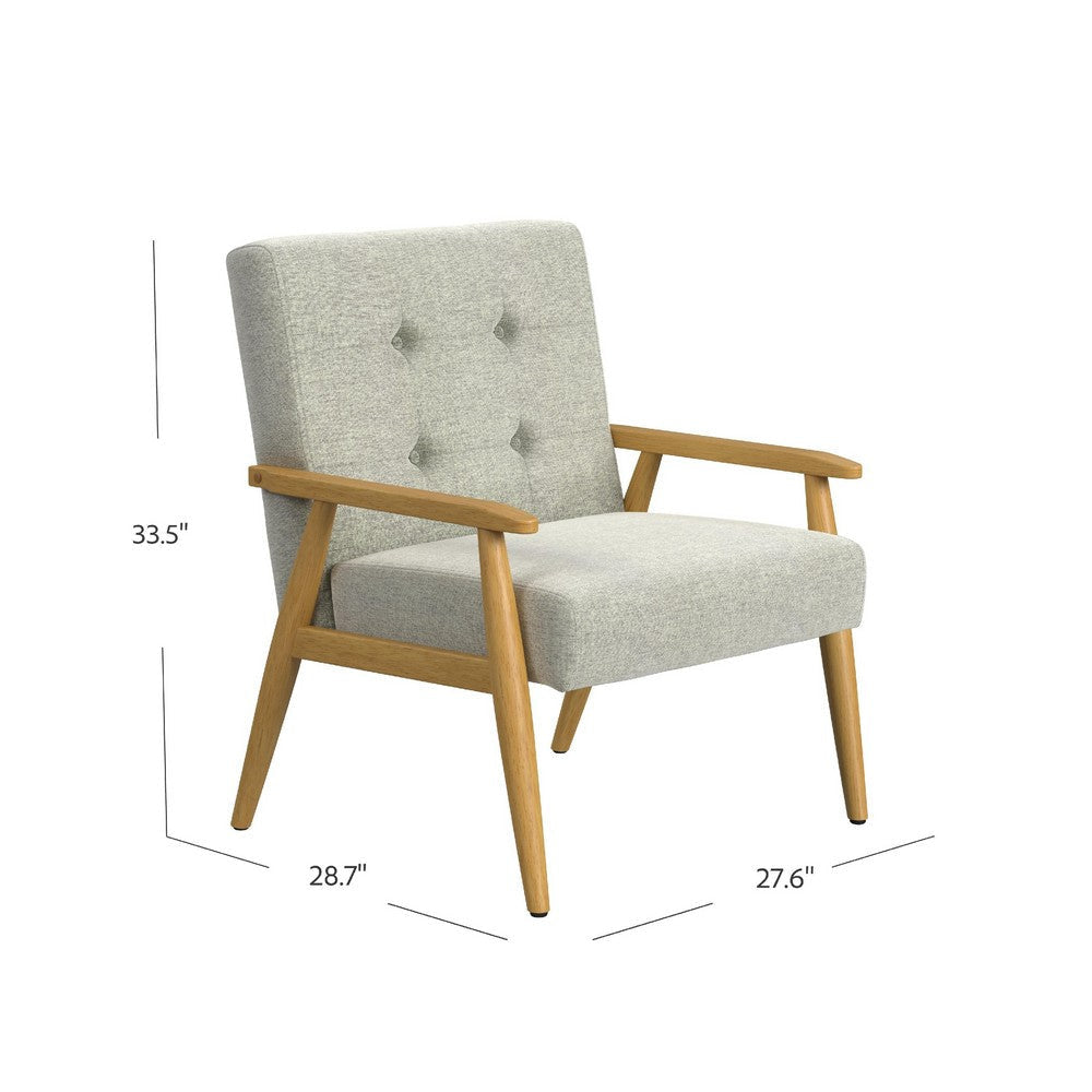 Accent Chair | Soft Light Gray Fabric | Button Tufted Backrest BM334108