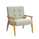 Accent Chair | Soft Light Gray Fabric | Button Tufted Backrest