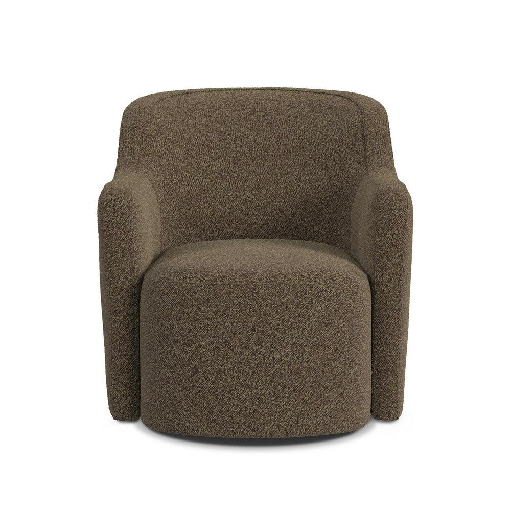 Kopi Swivel Accent Club Chair | Dark Brown Boucle | Curved Backrest BM334109