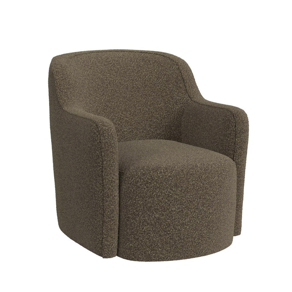 Kopi Swivel Accent Club Chair | Dark Brown Boucle | Curved Backrest