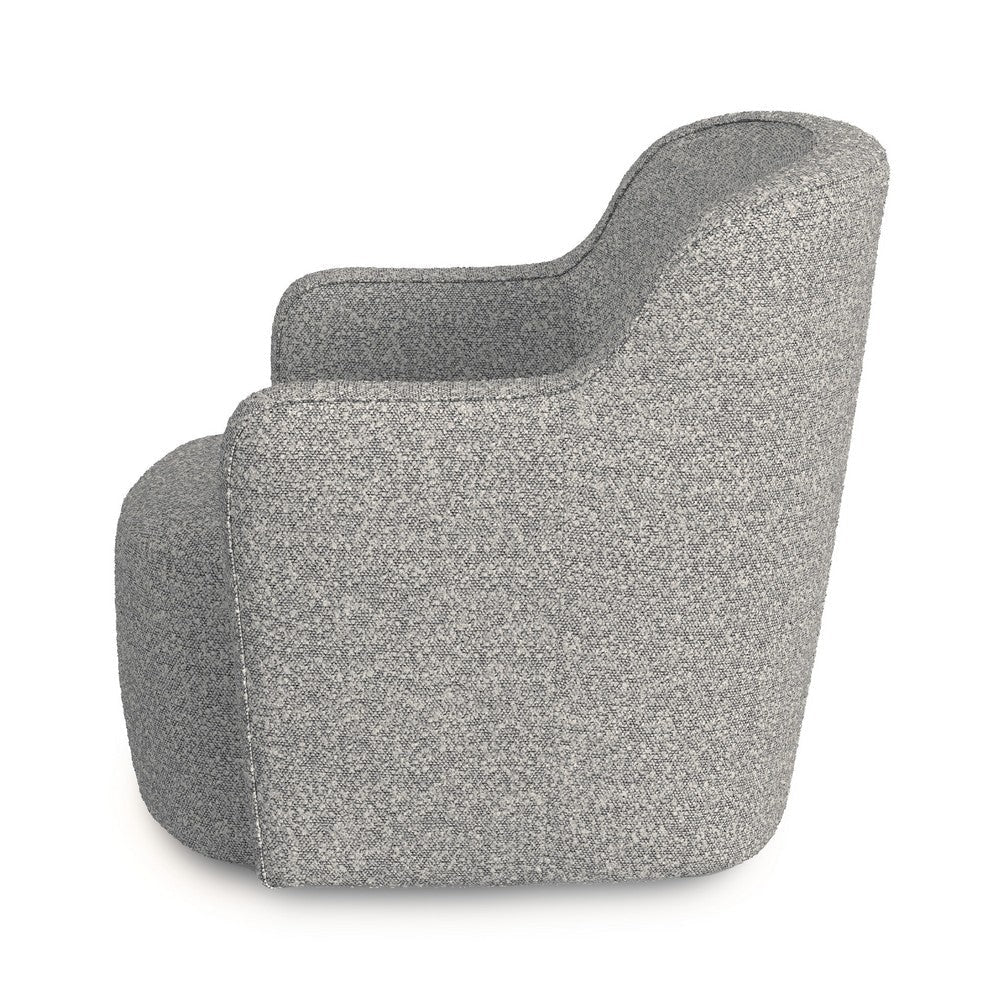 Kopi Swivel Accent Club Chair | Cream n Gray Boucle | Curved Backrest BM334110