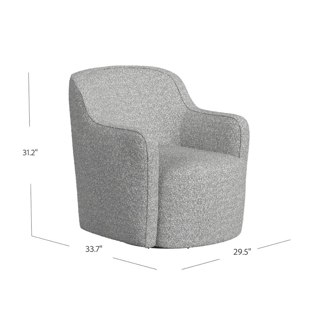 Kopi Swivel Accent Club Chair | Cream n Gray Boucle | Curved Backrest BM334110