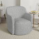 Kopi Swivel Accent Club Chair | Cream n Gray Boucle | Curved Backrest