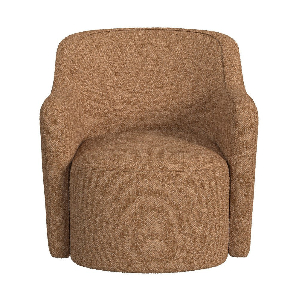 Kopi Swivel Accent Club Chair | Light Tan Brown Boucle Curved Backrest