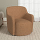 Kopi Swivel Accent Club Chair | Light Tan Brown Boucle Curved Backrest