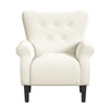Mowo Accent Armchair | Classic Button Tufted Back | White Woven Fabric
