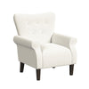 Mowo Accent Armchair | Classic Button Tufted Back | White Woven Fabric