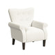 Mowo Accent Armchair | Classic Button Tufted Back | White Woven Fabric