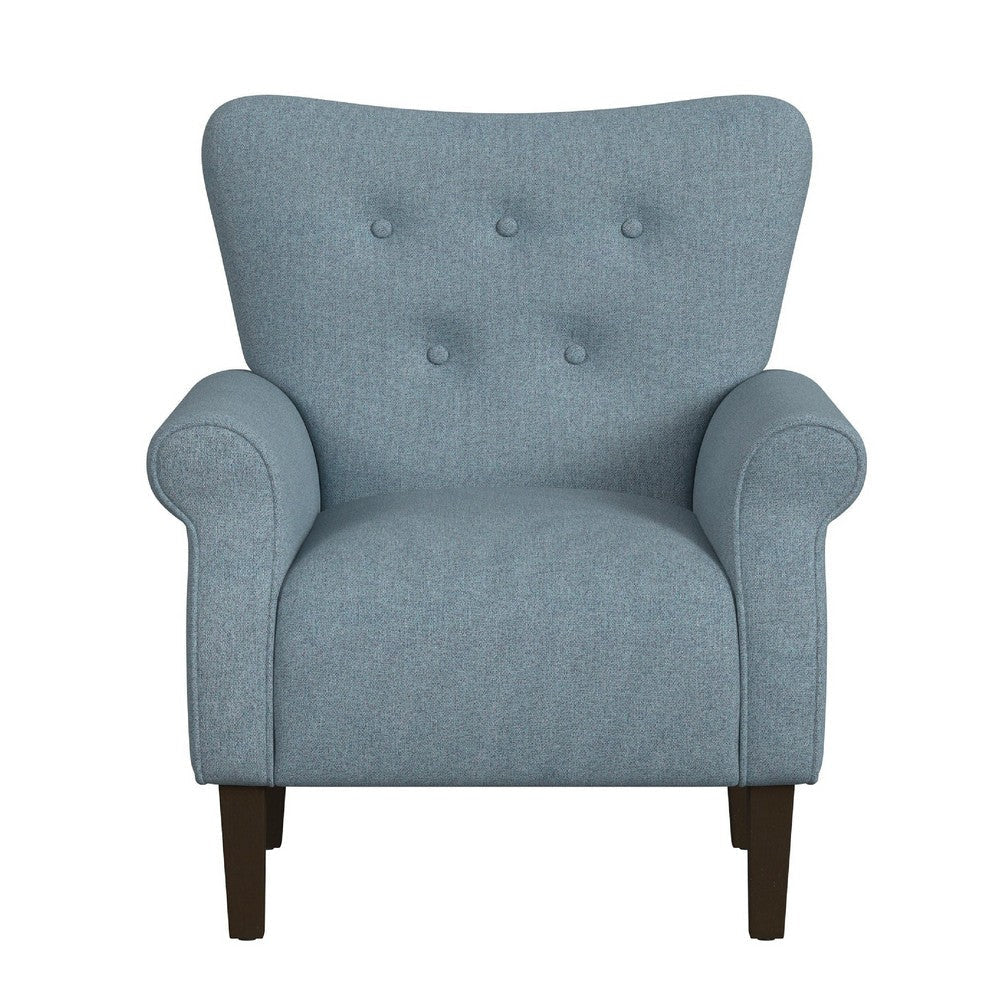 Mowo Accent Armchair | Classic Button Tufted Back | Blue Woven Fabric BM334113