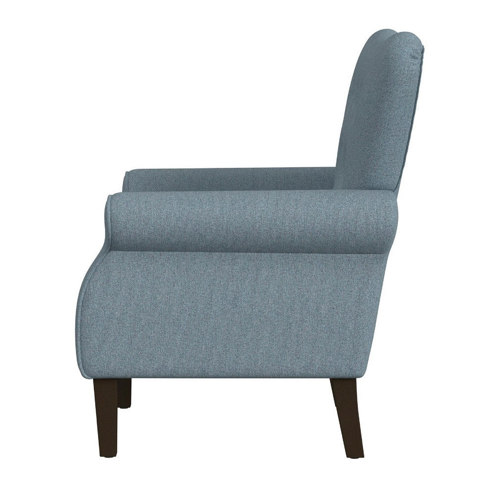 Mowo Accent Armchair | Classic Button Tufted Back | Blue Woven Fabric BM334113