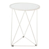 Accent Table | 18" | Round Mirror Top and Open White Metal Base
