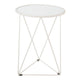 Accent Table | 18" | Round Mirror Top and Open White Metal Base