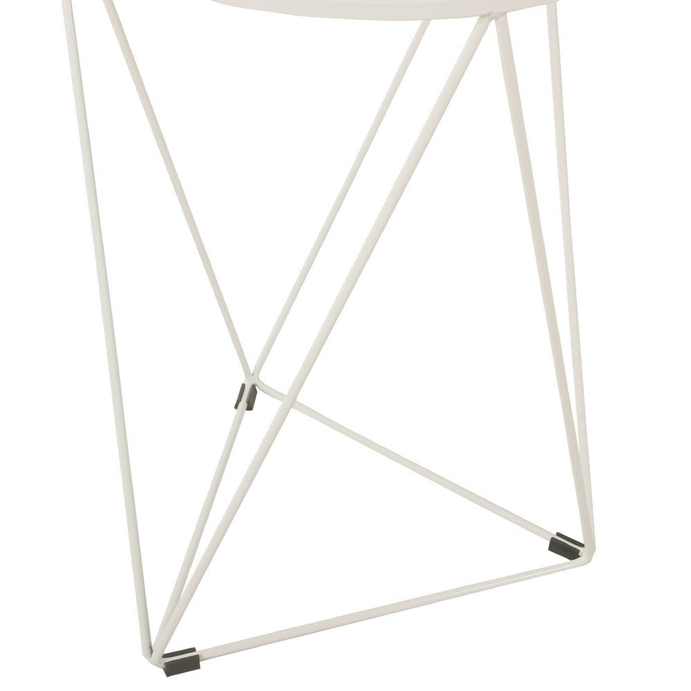 Accent Table | 18’’ | Round Mirror Top and Open White Metal Base BM334114