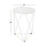 Accent Table | 18’’ | Round Mirror Top and Open White Metal Base BM334114