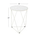 Accent Table | 18’’ | Round Mirror Top and Open White Metal Base BM334114