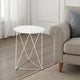 Accent Table | 18" | Round Mirror Top and Open White Metal Base