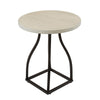 Tior Accent Table | 20" Round Wood White Top | Open Black Metal Base