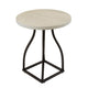Tior Accent Table | 20" Round Wood White Top | Open Black Metal Base