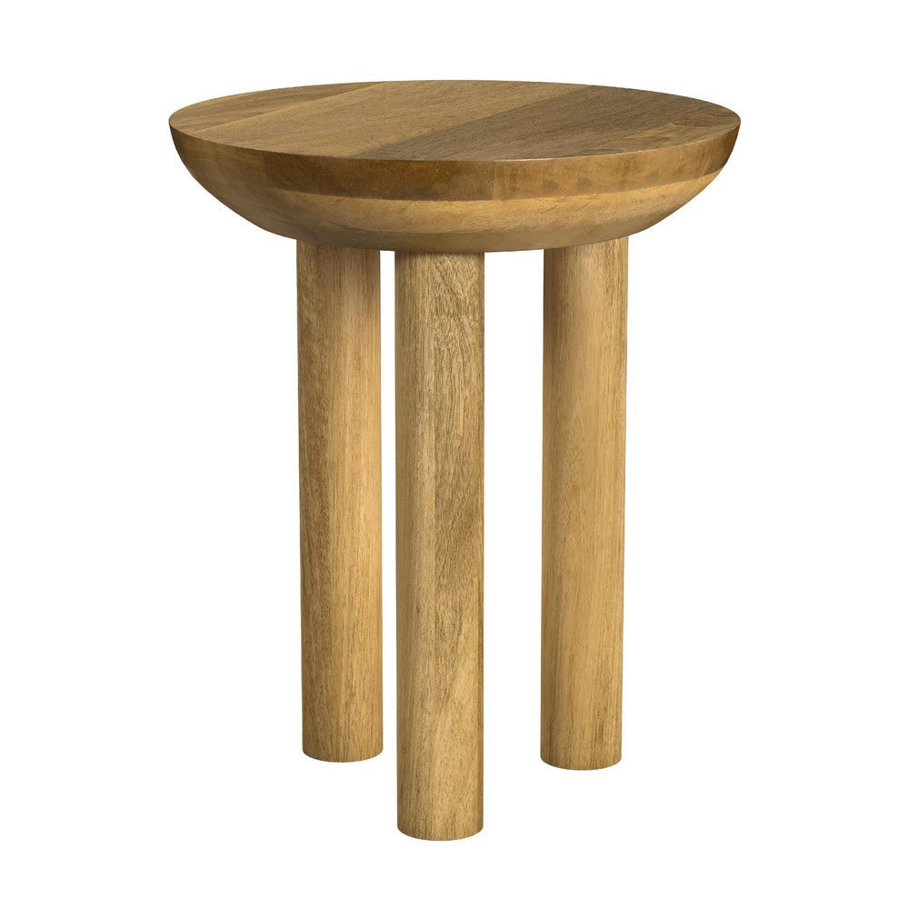 Yiro Side Table | 18’’ Brown Mango Wood Top | Three-Legged Design