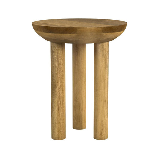 Yiro Side Table | 18" Brown Mango Wood Top | Three-Legged Design