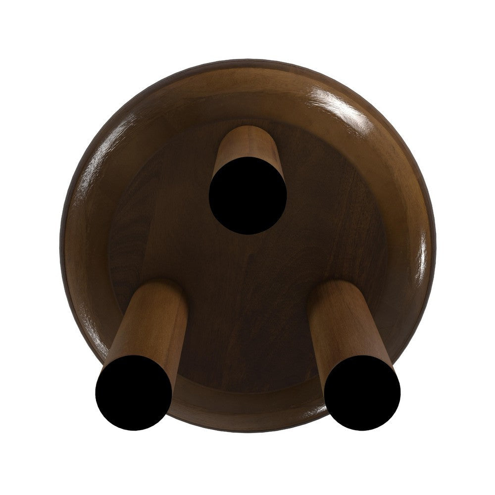 Yiro Side Table | 18’’ | Dark Brown Mango Wood | Three-Legged Design