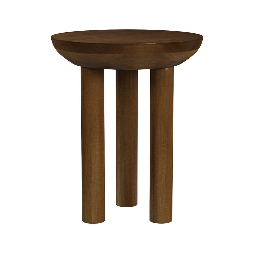 Yiro Side Table | 18’’ | Dark Brown Mango Wood | Three-Legged Design
