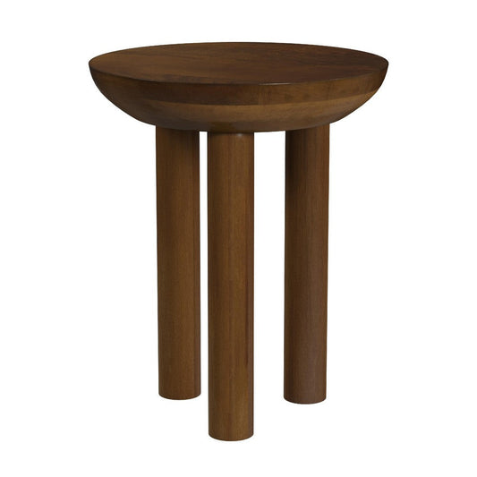 Yiro Side Table | 18" | Dark Brown Mango Wood | Three-Legged Design