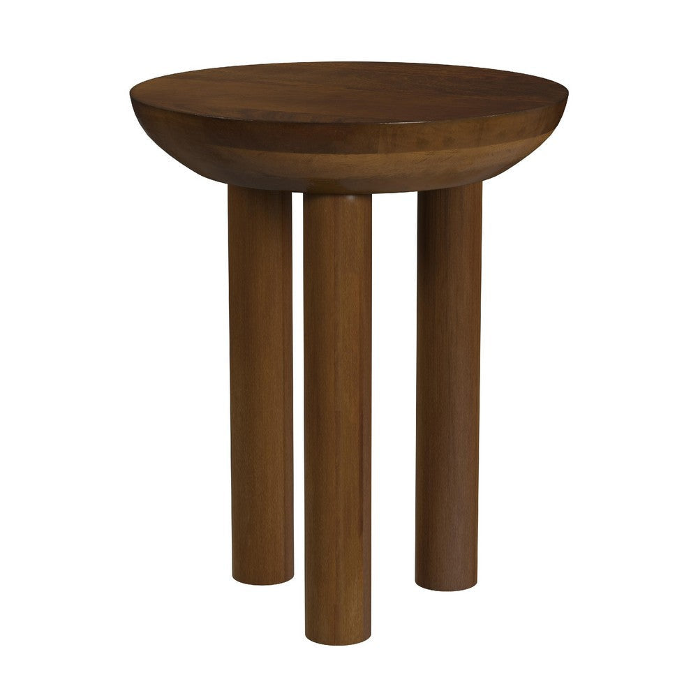 Yiro Side Table | 18" | Dark Brown Mango Wood | Three-Legged Design
