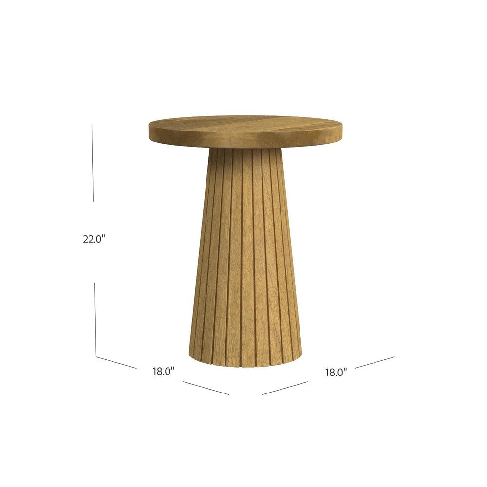 Waka Side Table | 18’’ | Brown Mango Wood Top | Minimalistic Design