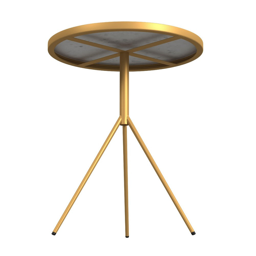 Side Table | Gold Metal Tripod Base and 18’’ Round White Marble Top BM334123