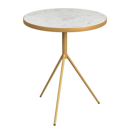 Side Table | Gold Metal Tripod Base and 18" Round White Marble Top
