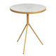 Side Table | Gold Metal Tripod Base and 18" Round White Marble Top