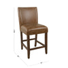 Accent Counter Stool Chair | Brown Wood Frame and Faux Leather Seat BM334124