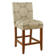 Mono Counter Stool Chair | Cream Polyester w Medallion Print | Brown