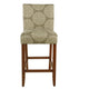 Mono Barstool Chair | Cream Polyester w Medallion Print | Brown Wood BM334126