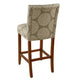 Mono Barstool Chair | Cream Polyester w Medallion Print | Brown Wood BM334126