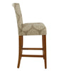 Mono Barstool Chair | Cream Polyester w Medallion Print | Brown Wood BM334126