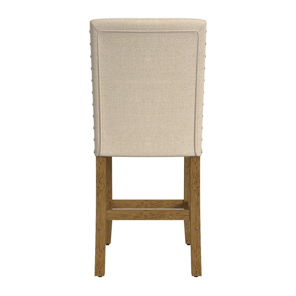 Siem Counter Stool Chair | Brown Beige Polyester Seat | Nailhead Trim BM334128