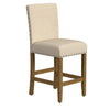 Siem Counter Stool Chair | Brown Beige Polyester Seat | Nailhead Trim