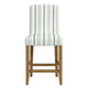 Pior Counter Stool Chair | Blue and White Stripe | Brown Wood Legs BM334129