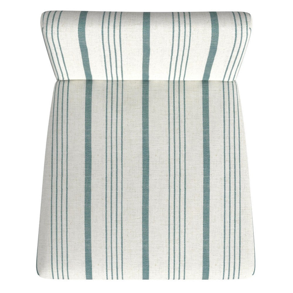 Pior Counter Stool Chair | Blue and White Stripe | Brown Wood Legs BM334129
