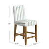 Pior Counter Stool Chair | Blue and White Stripe | Brown Wood Legs BM334129