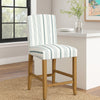 Pior Counter Stool Chair | Blue and White Stripe | Brown Wood Legs