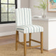 Pior Counter Stool Chair | Blue and White Stripe | Brown Wood Legs